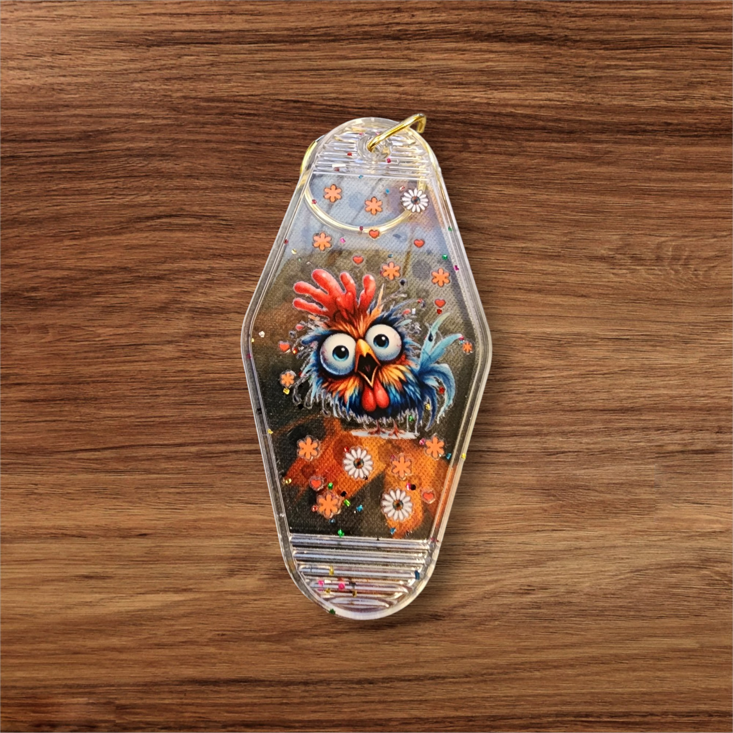 Crazy Chicken Hotel Keychain