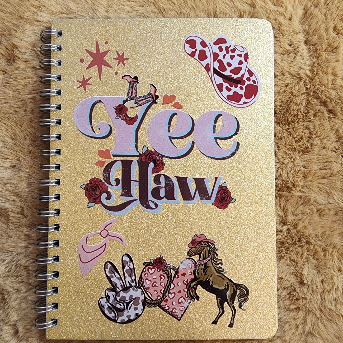 Yee Haw Gold Glitter Small Notebook
