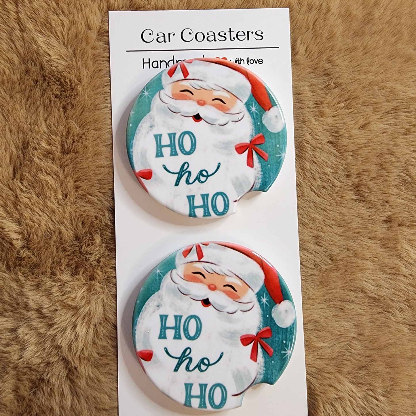 Santa Claus 2 pc Ceramic Coaster Set