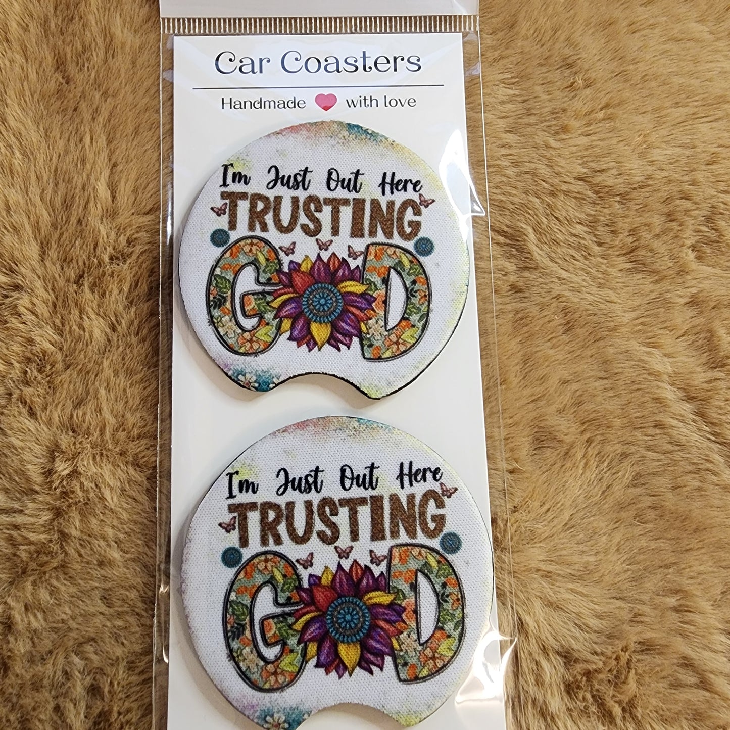 Just Trusting God 2 pc Neoprene Car Coaster Set