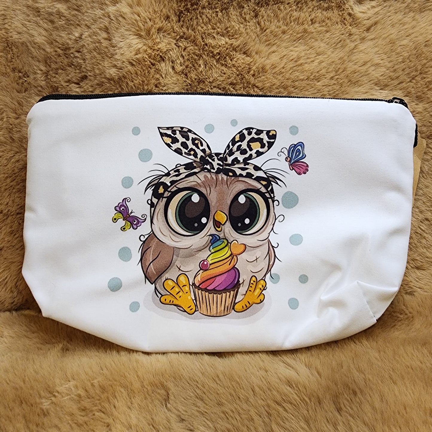 Cute Cupcake Owl Nylon Makeup Bag
