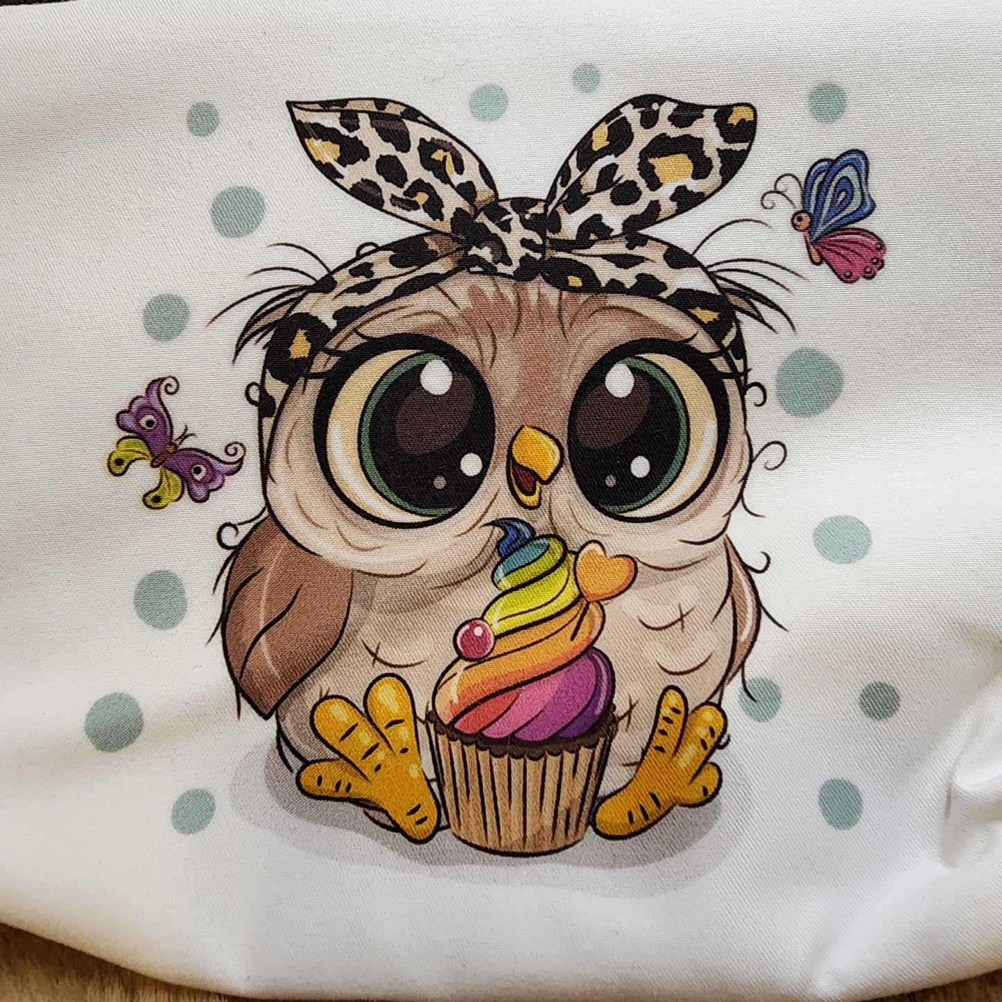 Cute Cupcake Owl Nylon Makeup Bag