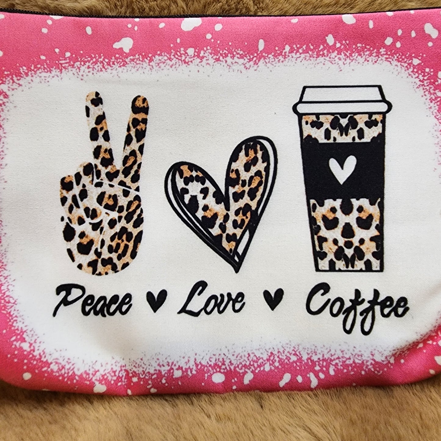 Peace Love Coffee Nylon Makeup Bag