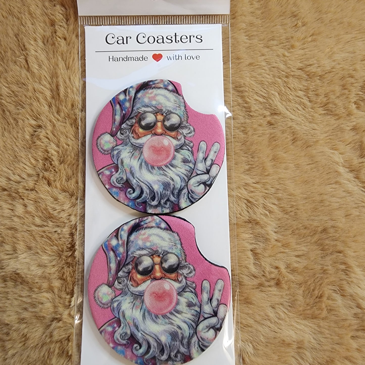 Bubble Santa 2 pc Neoprene Car Coaster Set