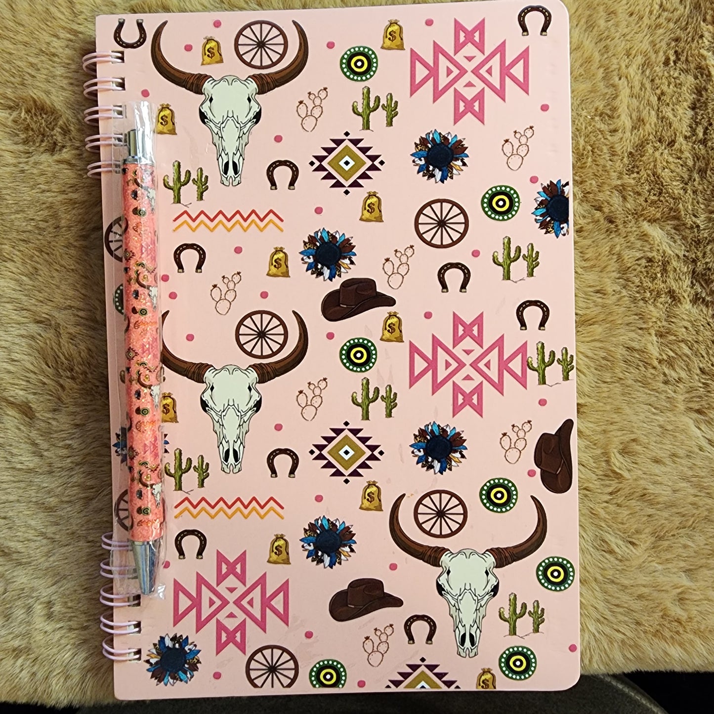 Western Cow Skull Notebook/Journal with matching pen