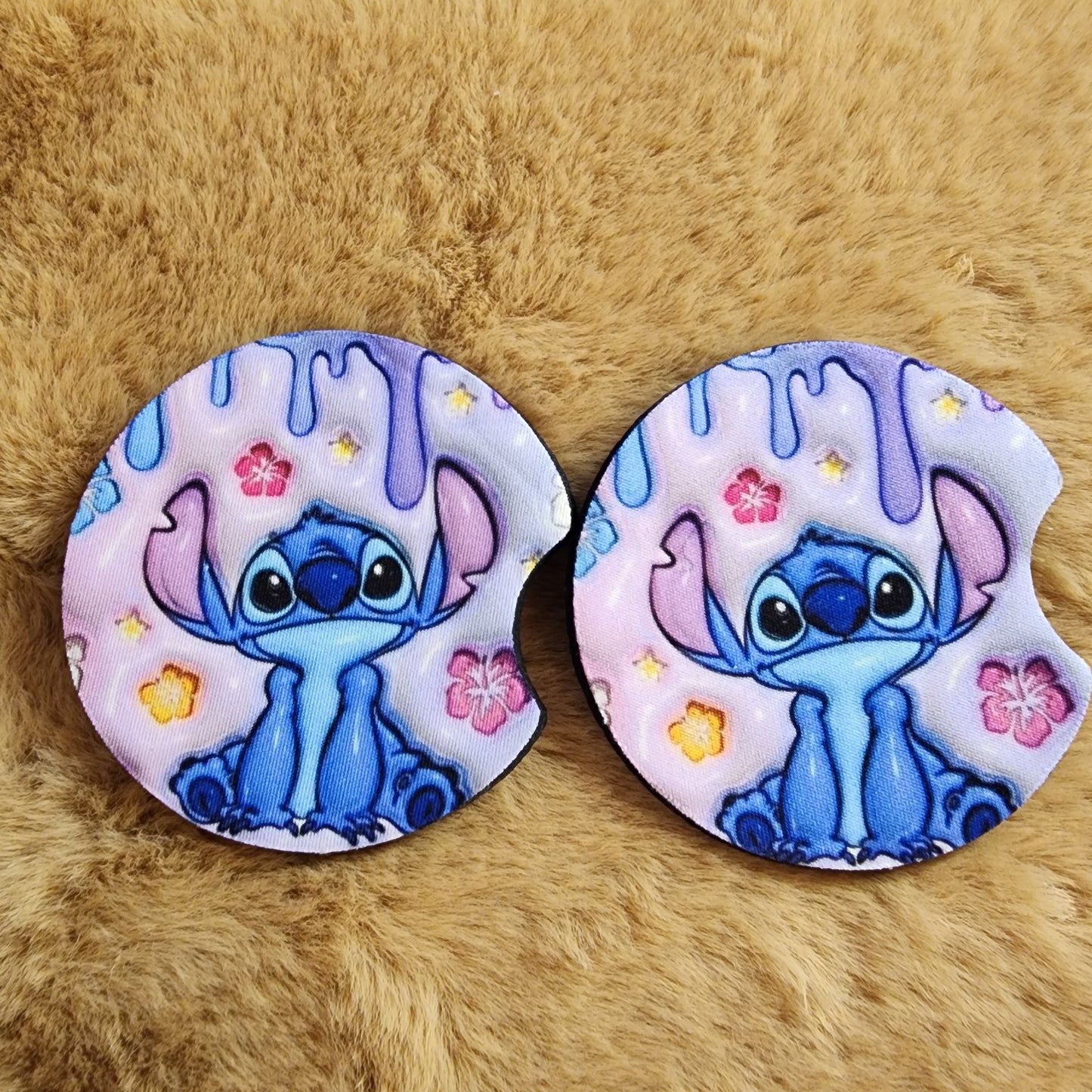 Blue Alien 2 pc car coaster set
