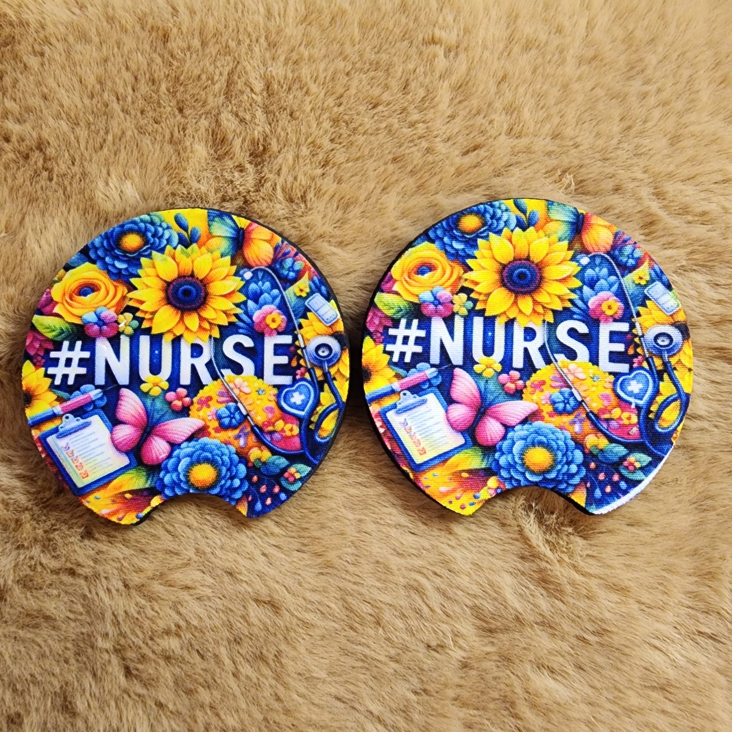 #Nurse 2 pc car coaster set