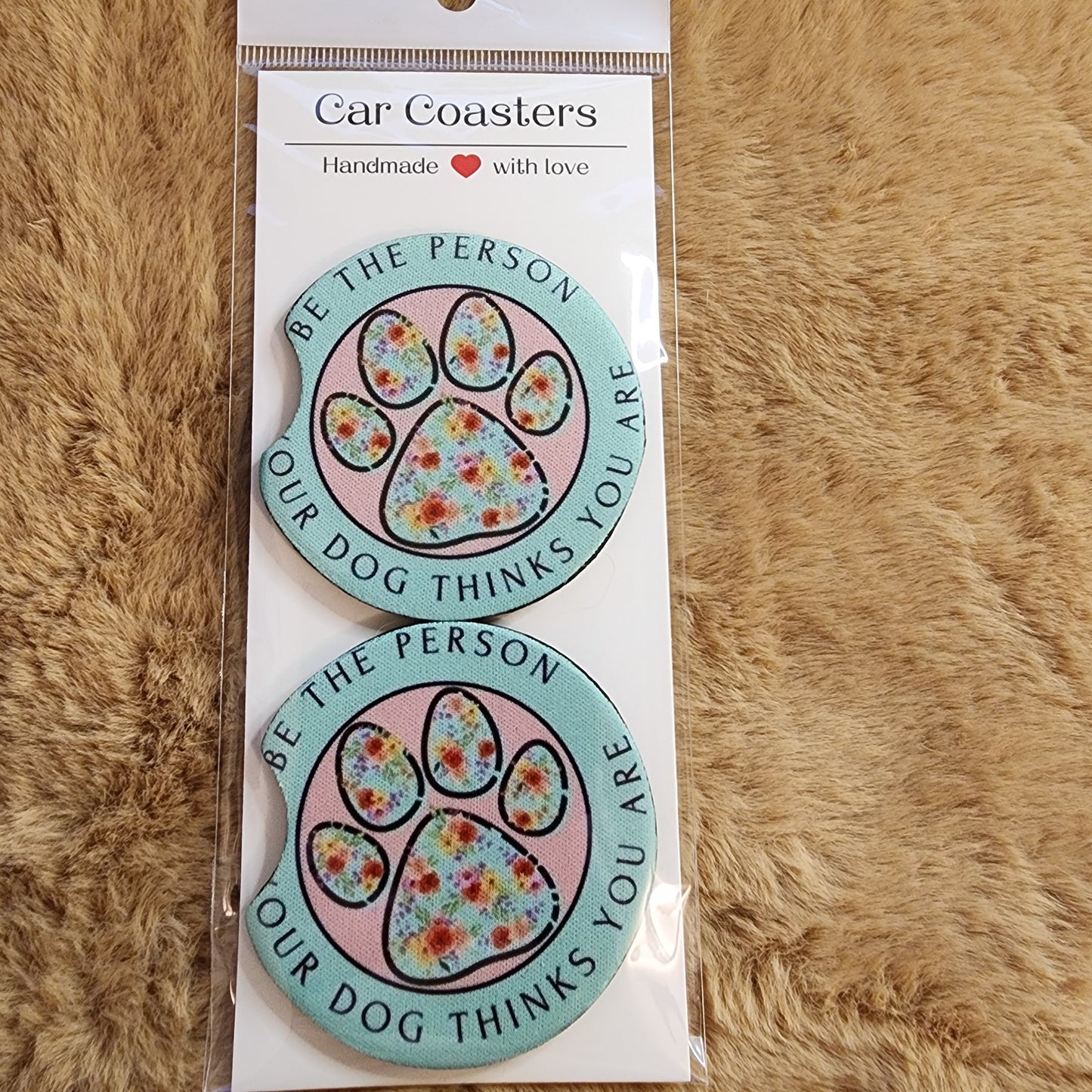 Dog Person 2 pc Neoprene Car Coaster Set