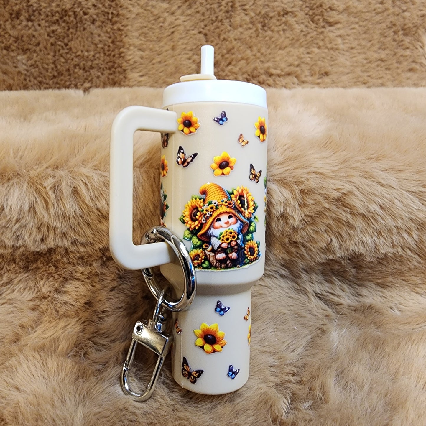Sunflower Gnome Mini Tumbler Keychain