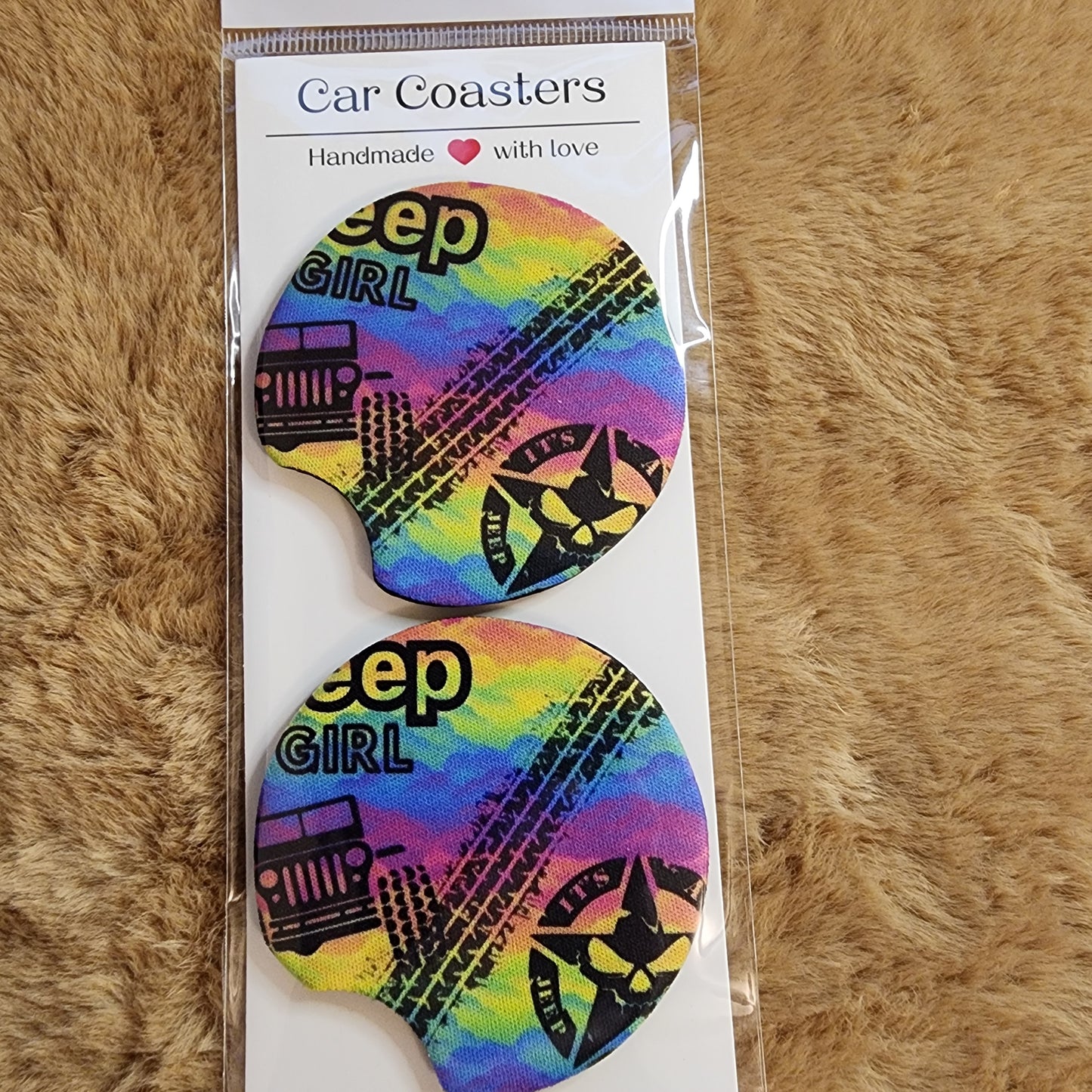 Jeep Girl 2 pc Neoprene Car Coaster Set