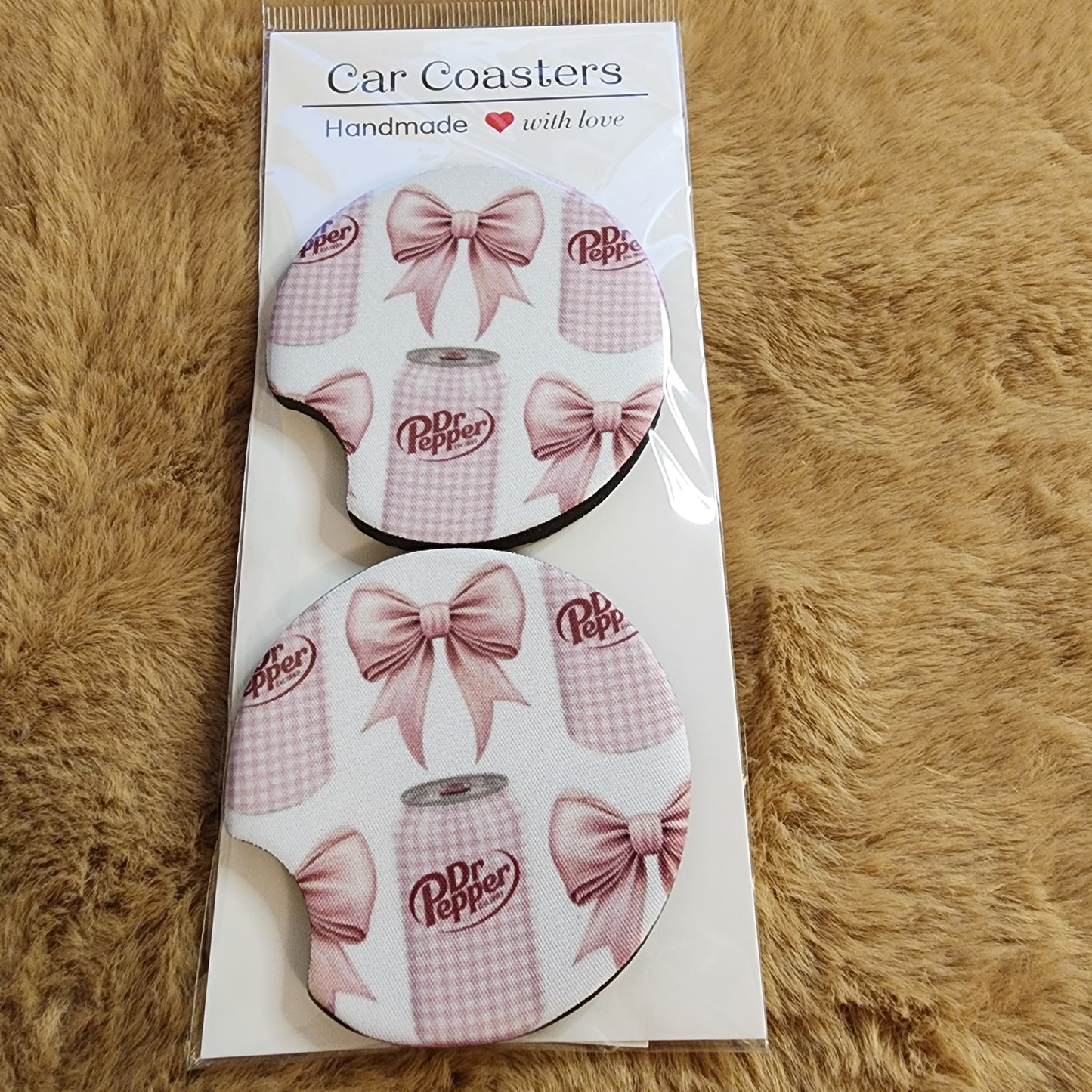 DP Can & Bow 2 pc Neoprene Car Coaster Set