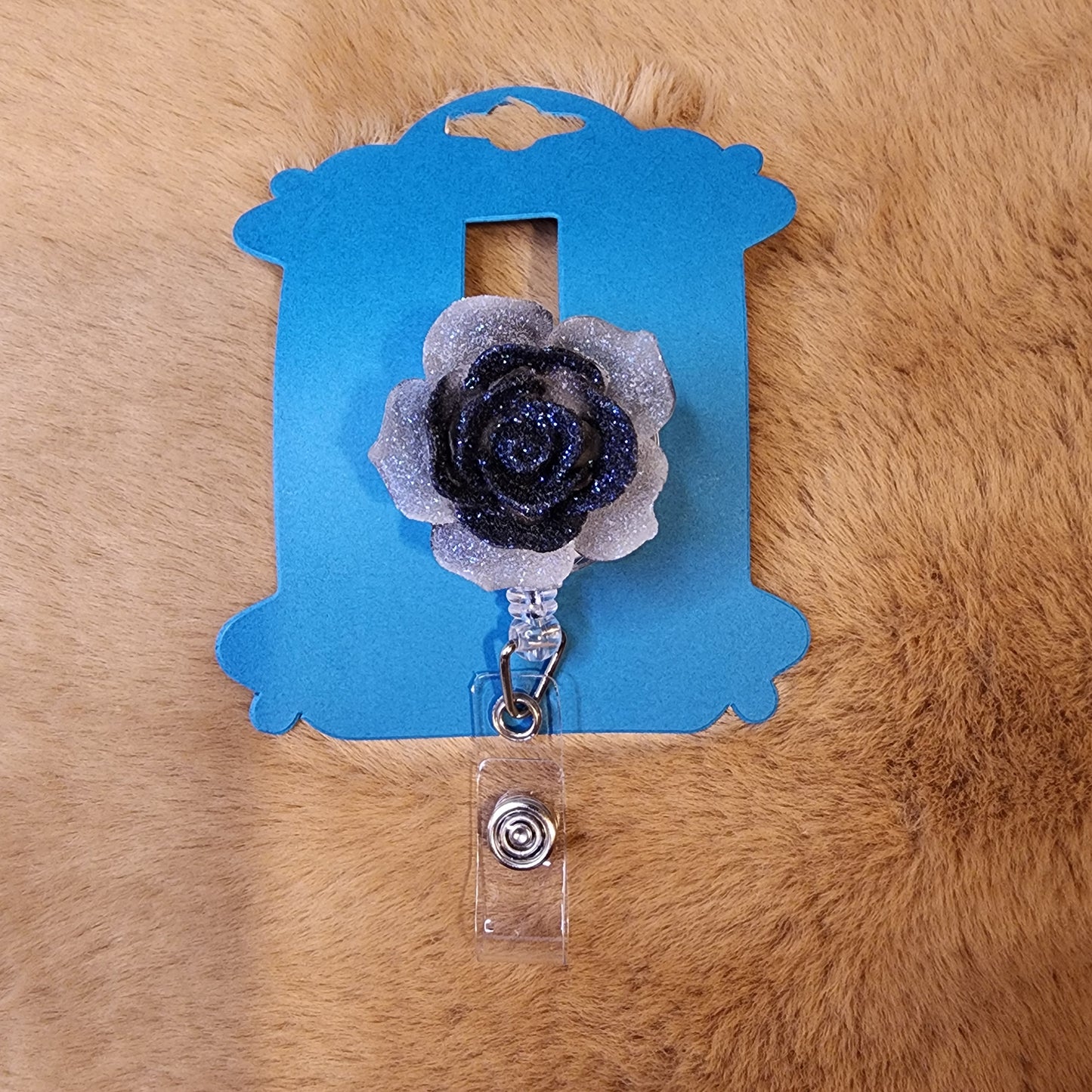 Two-Tone Glittery Rose Badge Reel