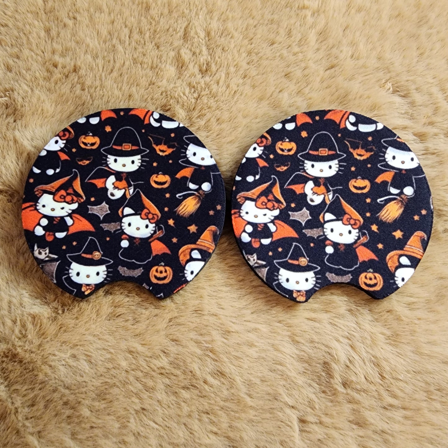 Halloween Kitty 2 pc car coaster set