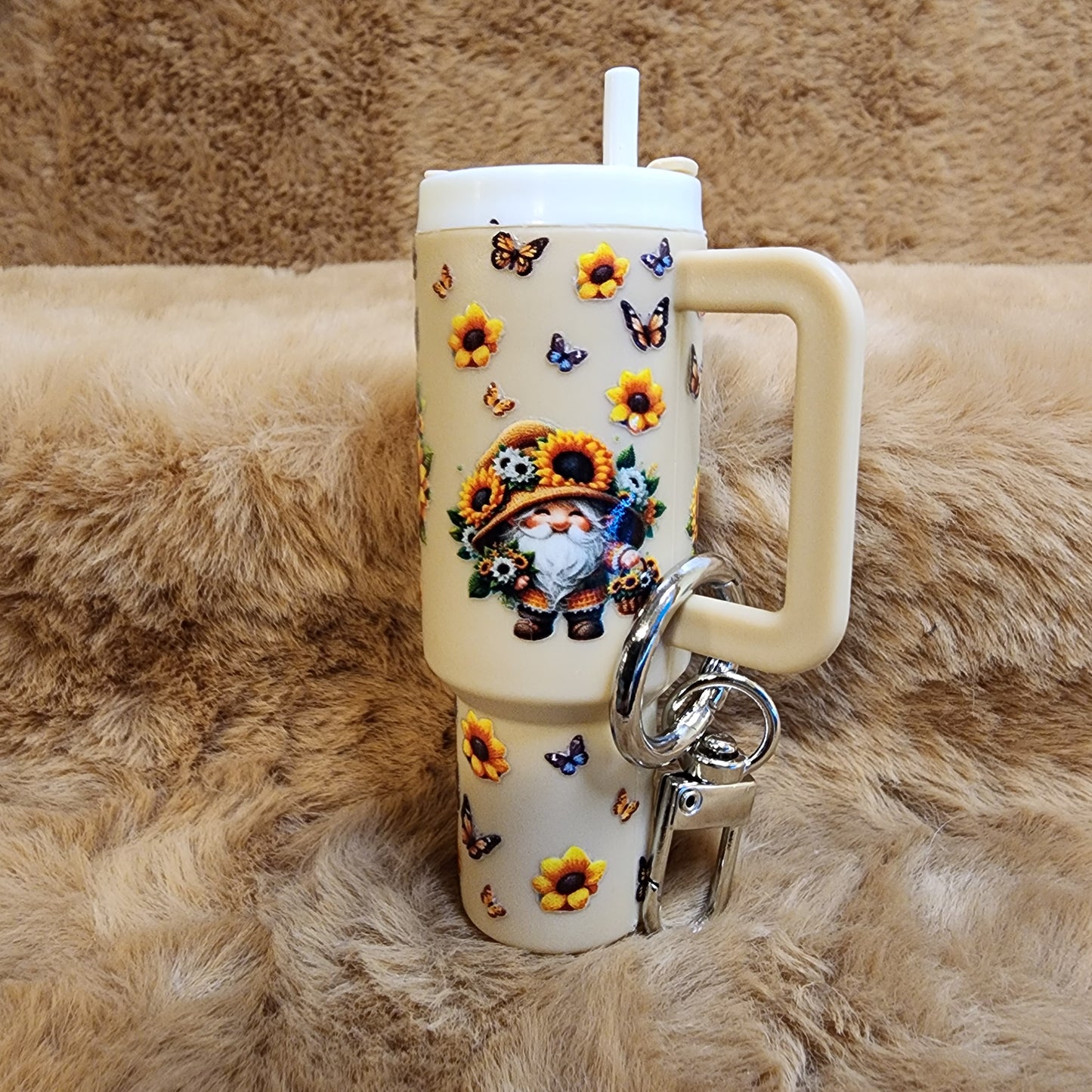 Sunflower Gnome Mini Tumbler Keychain