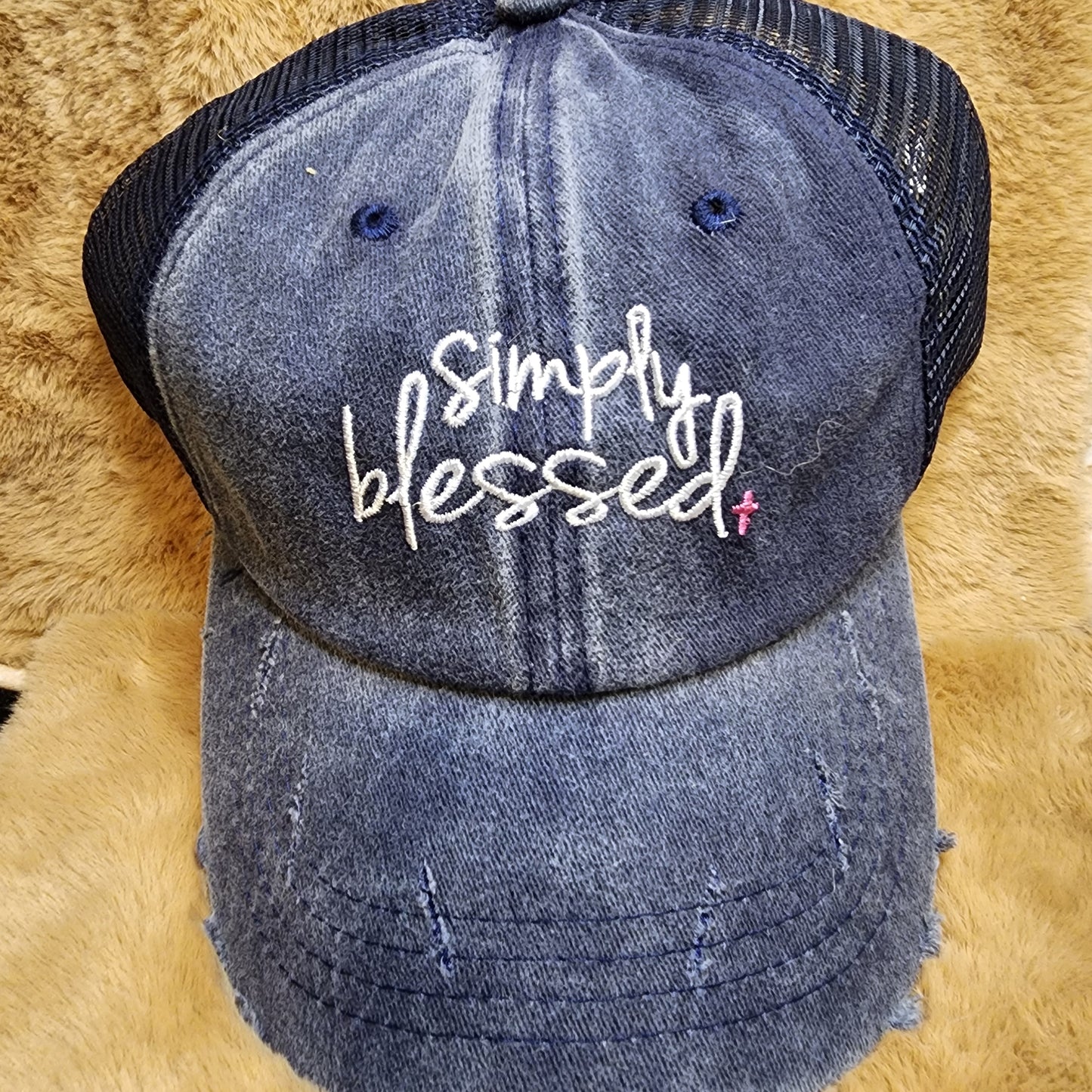 Simply Blessed Ponytail Baseball Cap