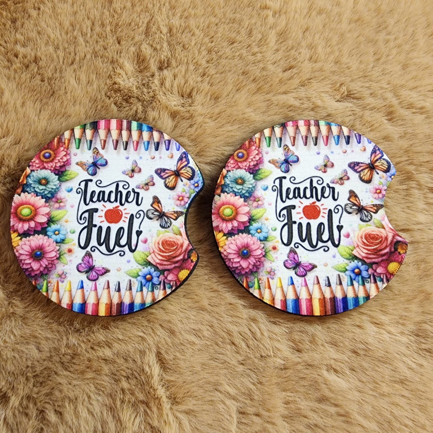 Teacher Fuel 2 pc car coaster set