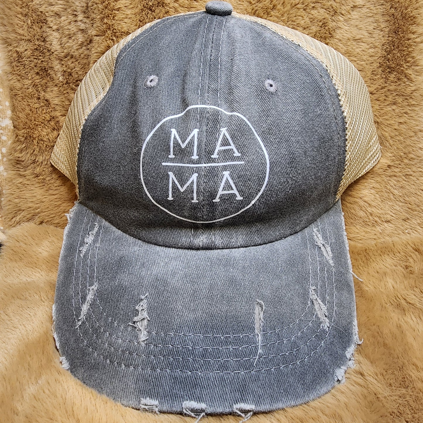 Mama Distressed Ponytail Baseball Cap