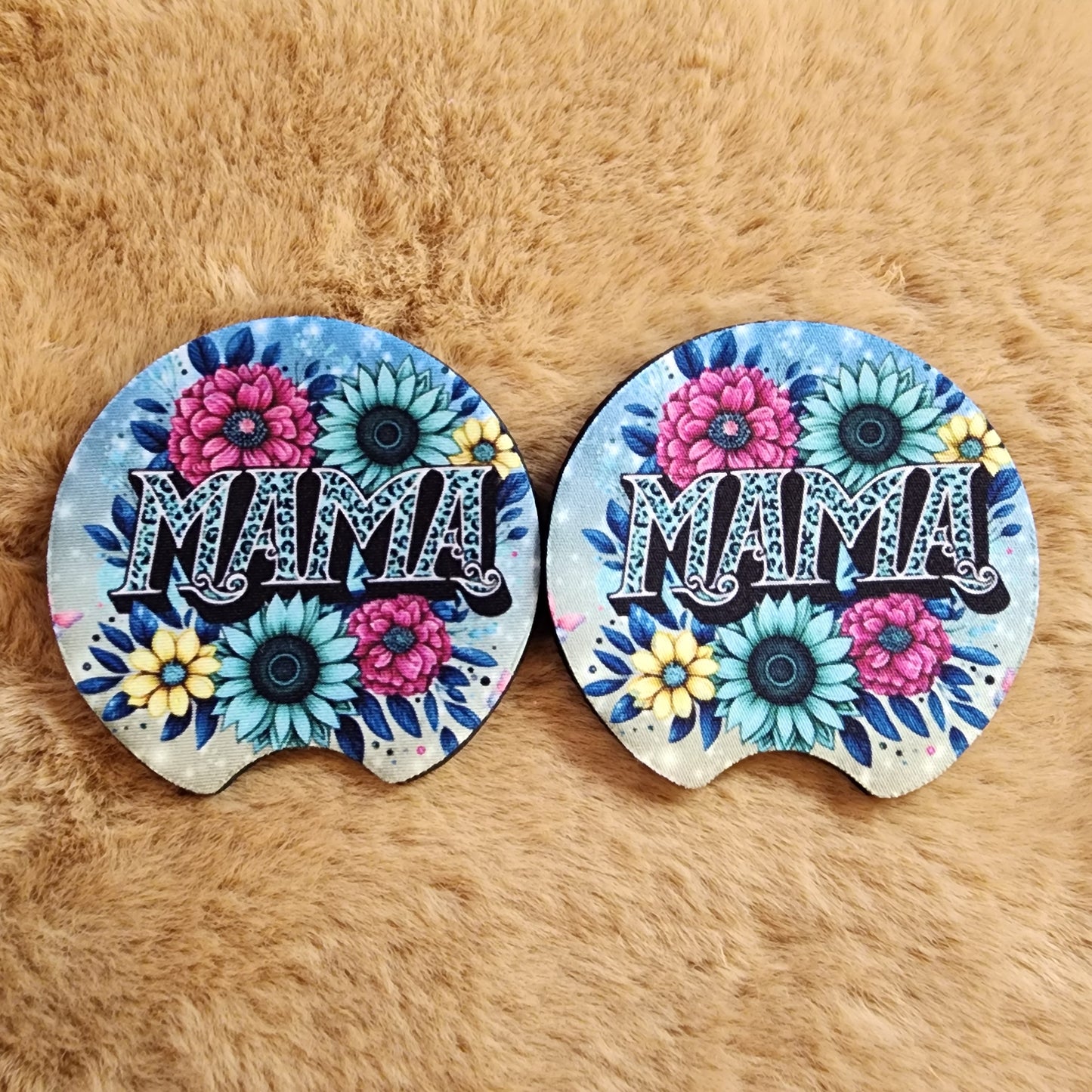 Floral Mama 2 pc car coaster set