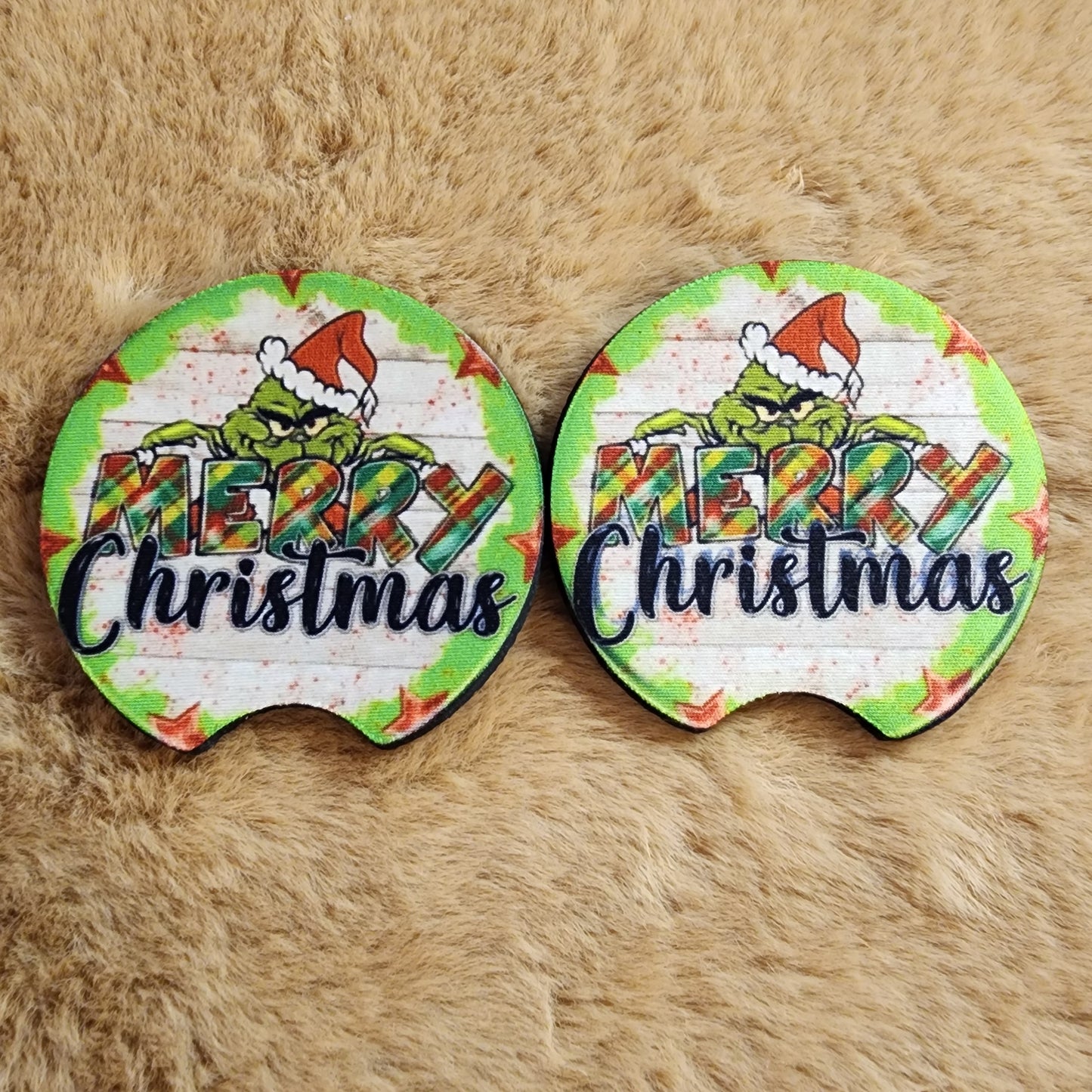 Merry Christmas 2 pc car coaster set