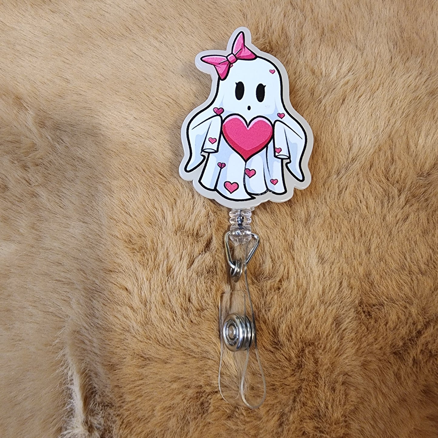 Heart Ghost Glow in the Dark Badge Reel