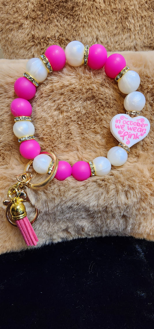 Breast Cancer Awareness Wristlet Keychain