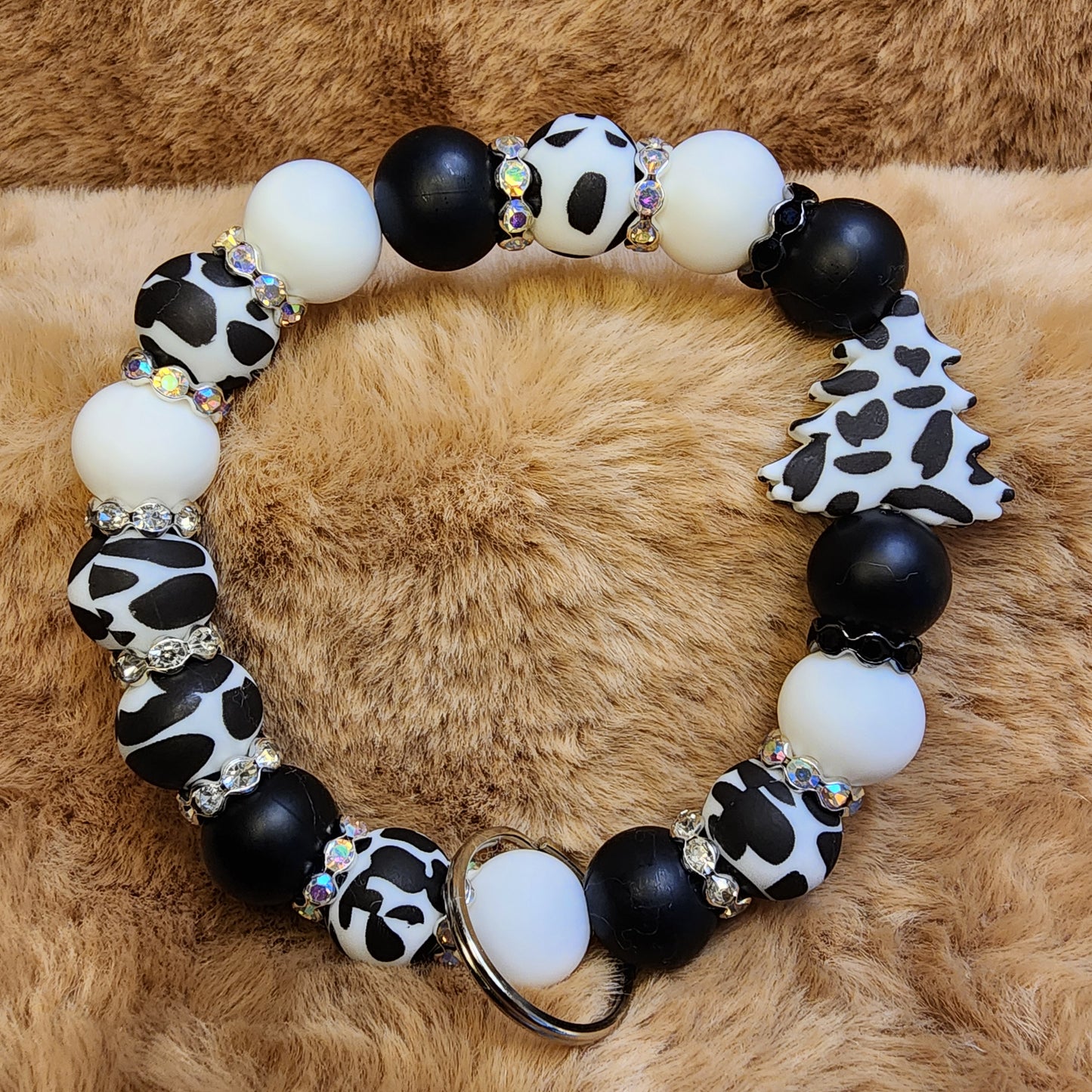 Cow Christmas Wristlet Keychain