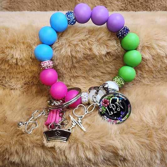 LPN Wristlet Keychain with charms