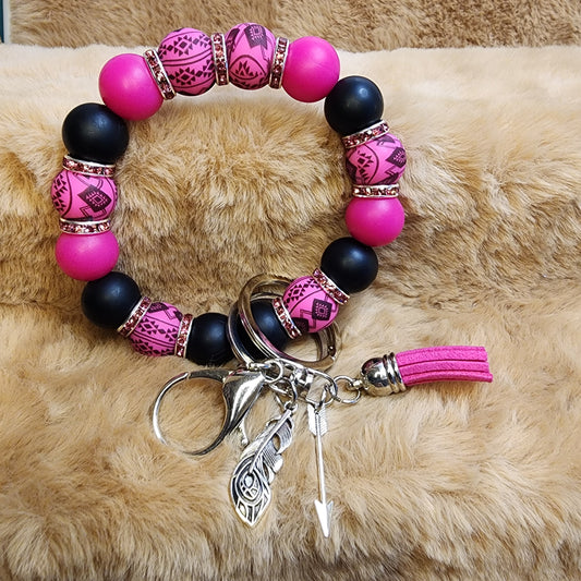 Western Wristlet Keychain with charms
