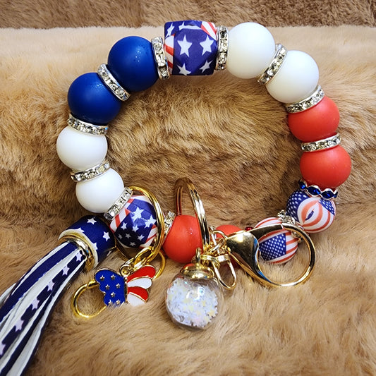 Americana Wristlet Keychain with charms