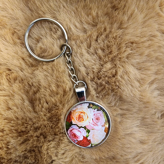 Glass Antique Flower Keychain