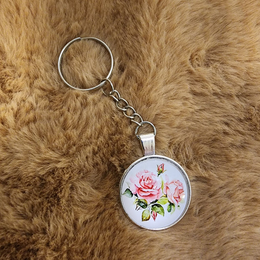 Glass Antique Flower Keychain