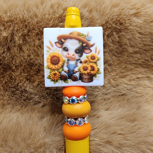 Harvest Cow Beaded Pen