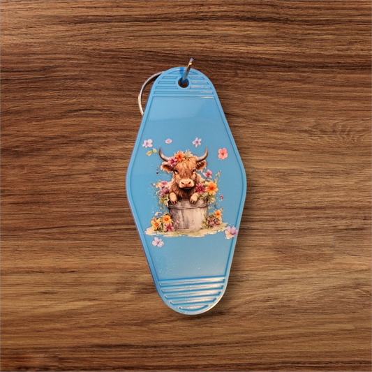 Highland Cow Hotel Keychain