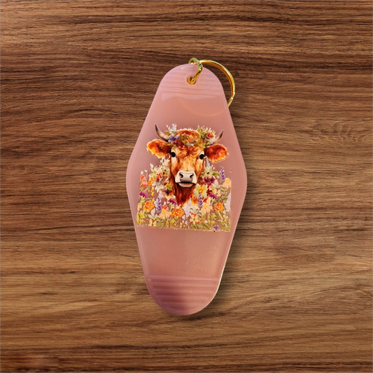 Cow Theme Hotel Keychain