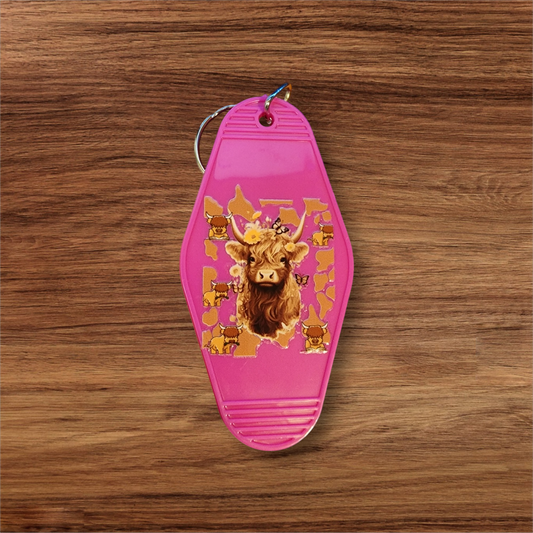 Highland Cow Hotel Keychain