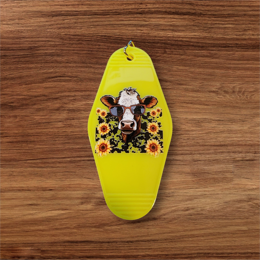 Cow Theme Hotel Keychain