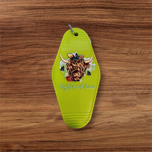 Highland Cow Hotel Keychain