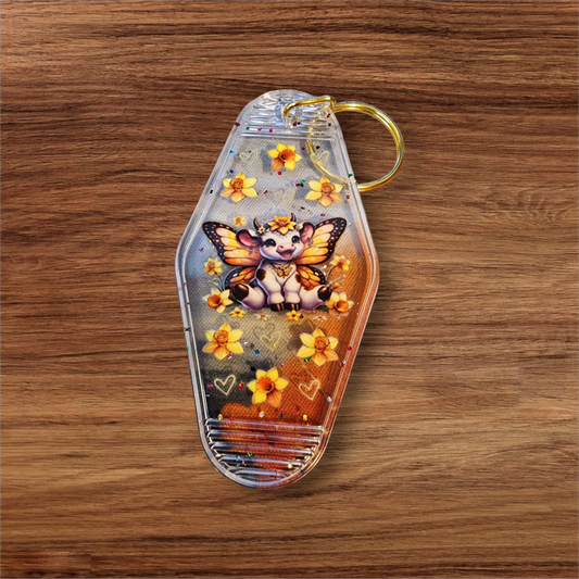 Cow Theme Hotel Keychain