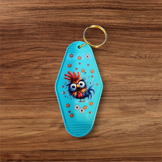 Crazy Chicken Hotel Keychain