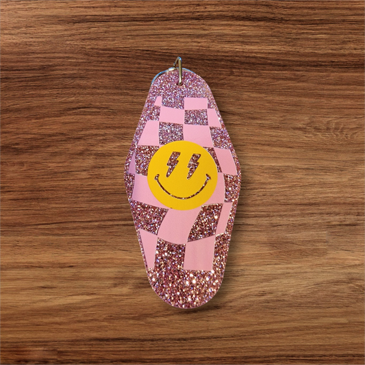 Checker Print Hotel Keychain