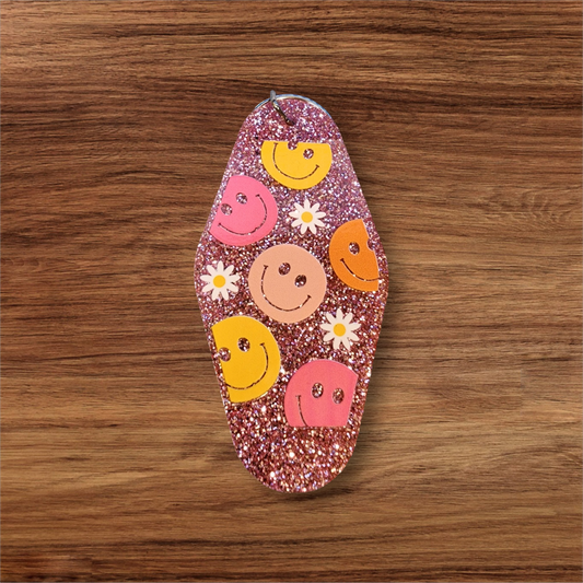 Happy Face Hotel Keychain