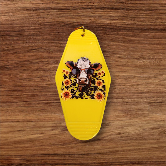 Cow Theme Hotel Keychain