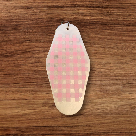 Checker Print Hotel Keychain