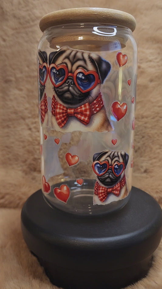 Pug Love 16 oz. Glass Tumbler