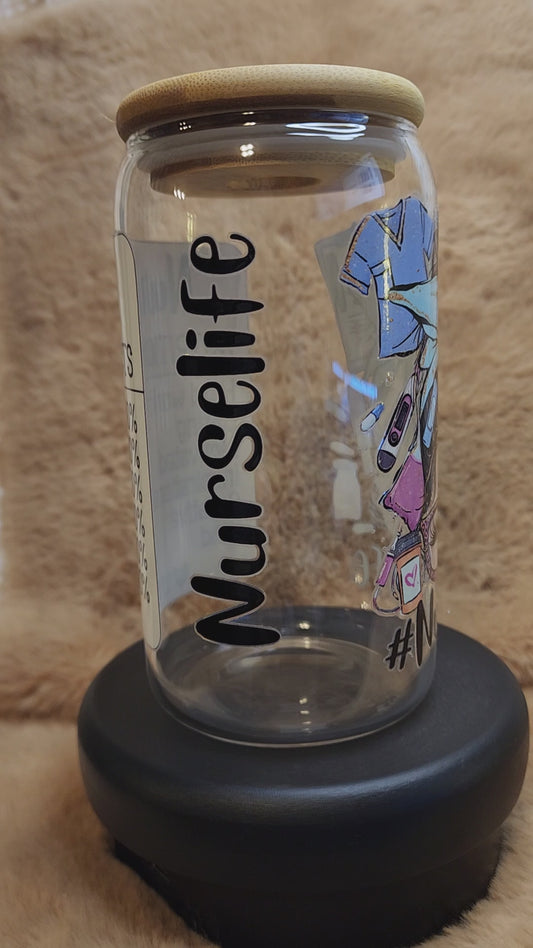 Nurse Life 16 oz. Glass Tumbler