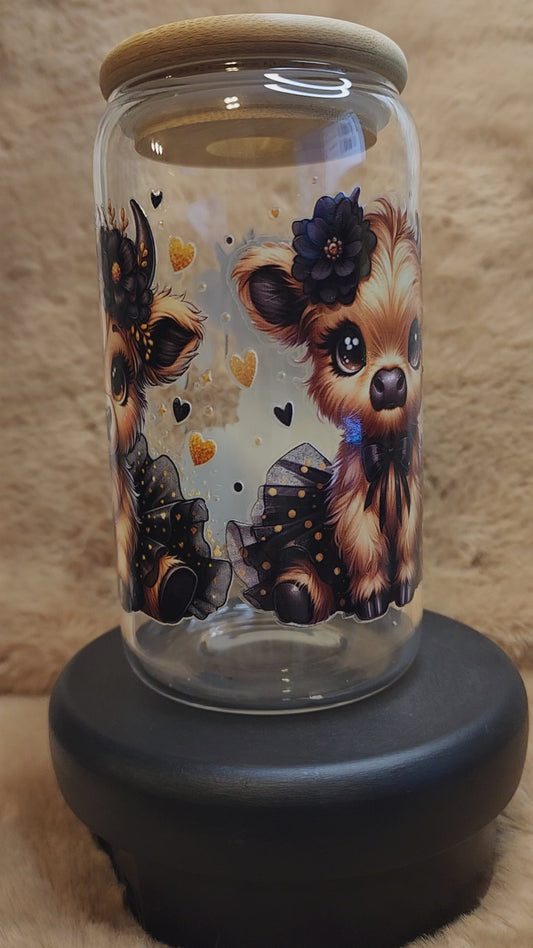 Cute Cow 16 oz. Glass Tumbler