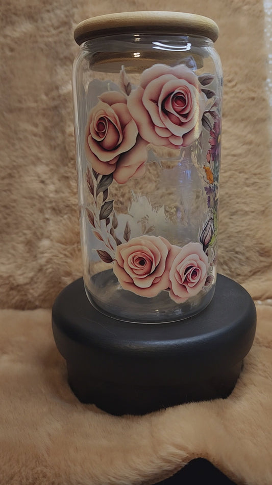 Flowers & Fairy 16 oz. Glass Tumbler
