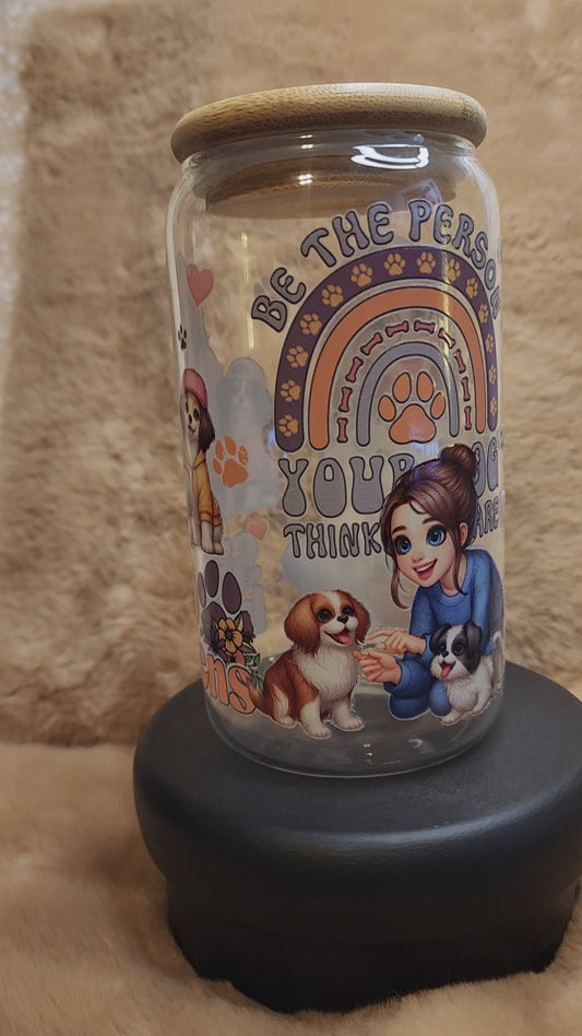 Shed Happens, Dog Theme 16 oz. Glass Tumbler
