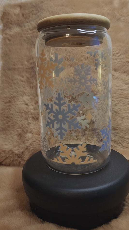 Snowflake Design Funny 16 oz. Glass Tumbler