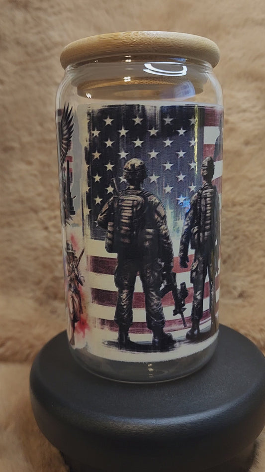 Military Themed 16 oz. Glass Tumbler